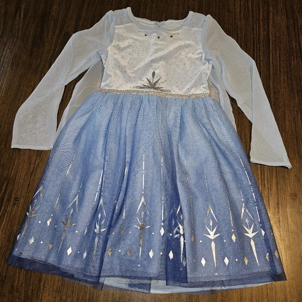 Disney Jumping Beans Limited Edition Frozen Elsa Girl Blue Gemstone Dress Size 8